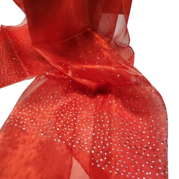 Red Sequin Scarf Glossy Sheen Sheer Scarf Wedding Formal Dress Scarf - NEW - Picture 2 of 15